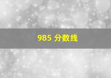 985 分数线